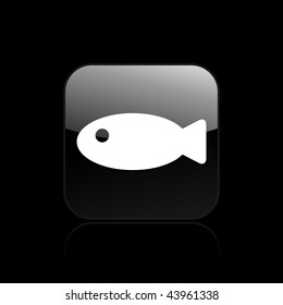 Vector illustration of modern glossy black icon depicting a fish icon