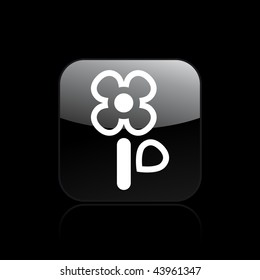 Vector illustration of modern glossy black icon depicting a flower icon