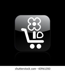 Vector illustration of modern glossy black icon depicting a flower icon