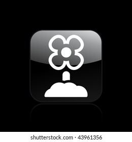 Vector illustration of modern glossy black icon depicting a flower icon