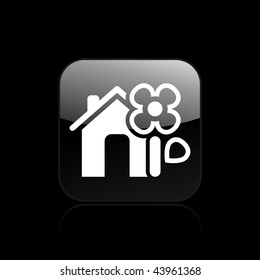 Vector illustration of modern glossy black icon depicting a flower icon