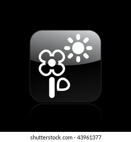 Vector illustration of modern glossy black icon depicting a flower icon