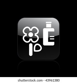 Vector illustration of modern glossy black icon depicting a flower icon