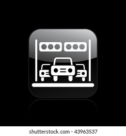 Vector illustration of modern glossy black icon depicting a race arrival icon