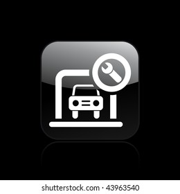 Vector illustration of modern glossy black icon depicting a mechanical garage icon