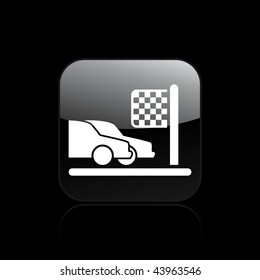 Vector illustration of modern glossy black icon depicting a race arrival icon