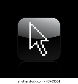 Vector illustration of modern glossy black icon depicting a pixel pointer icon