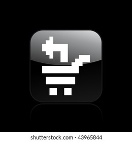 Vector illustration of modern glossy black icon depicting a pixel computer icon