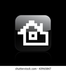 Vector illustration of modern glossy black icon depicting a pixel computer icon