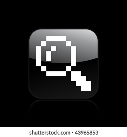 Vector illustration of modern glossy black icon depicting a pixel computer icon