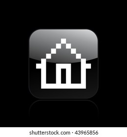 Vector illustration of modern glossy black icon depicting a pixel computer icon