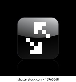 Vector illustration of modern glossy black icon depicting a pixel computer icon