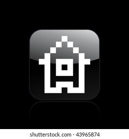 Vector illustration of modern glossy black icon depicting a pixel computer icon