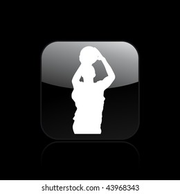 Vector illustration of modern glossy black icon depicting a basketball player