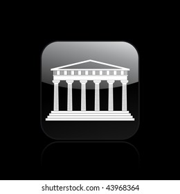 Vector illustration of modern glossy black icon depicting a greek temple