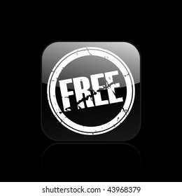 Vector illustration of modern glossy black icon depicting a "free" written