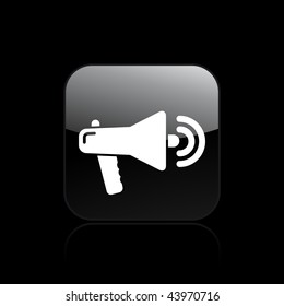 Vector illustration of modern glossy black icon depicting a megaphone