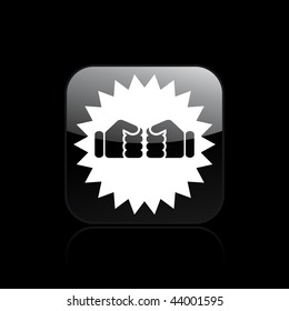 Vector illustration of modern glossy black icon depicting a fists