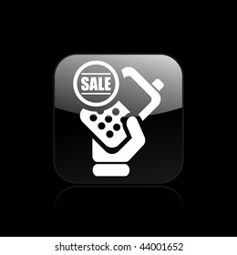Vector illustration of modern glossy black icon depicting a cellular phone in sale