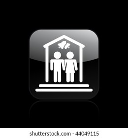 Vector illustration of modern glossy black icon depicting a wedding