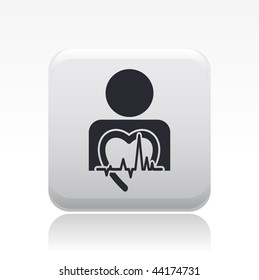 Vector illustration of modern glossy black icon depicting a cardiac patient