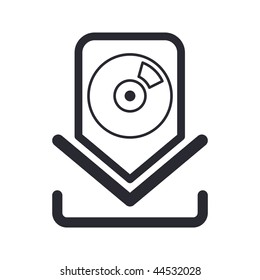 Vector illustration of modern glossy black icon depicting a music download