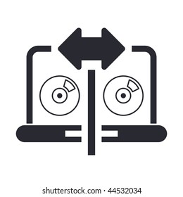 Vector illustration of modern glossy black icon depicting a music sharing