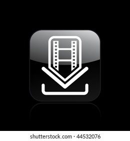 Vector Illustration Of Modern Glossy Black Icon Depicting A Video Film Download