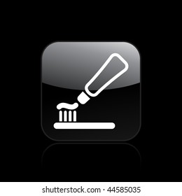 Vector illustration of modern glossy black icon depicting a toothbrush with toothpaste tube