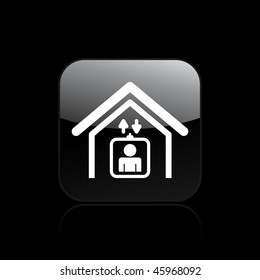 Vector illustration of modern glossy black icon depicting a elevator in the house