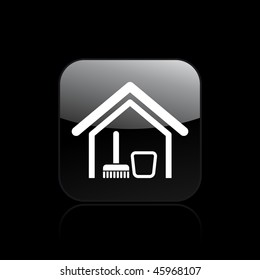 Vector illustration of modern glossy black icon depicting the domestic cleaning concept