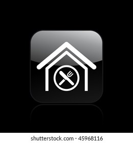 Vector illustration of modern glossy black icon depicting a catering house
