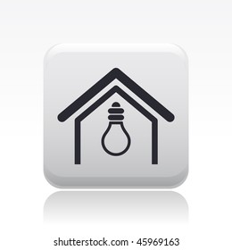 Vector illustration of modern glossy black icon depicting a bulb in the apartment