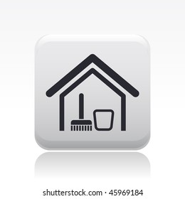Vector illustration of modern glossy black icon depicting the domestic cleaning concept
