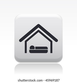 Vector illustration of modern glossy black icon depicting bed in a house