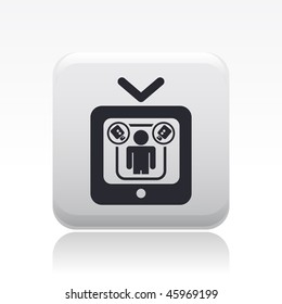Vector illustration of modern glossy black icon depicting a reality-show concept
