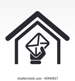 Vector illustration of modern glossy black icon depicting a mail