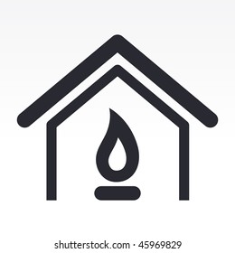 Vector illustration of modern glossy black icon depicting the domestic heating concept