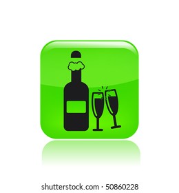 Vector illustration of modern glossy black icon depicting a champagne icon