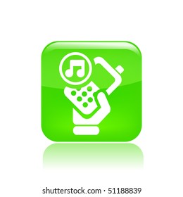 Vector illustration of modern glossy black icon depicting a cellular phone ringtone