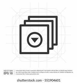 Vector illustration of modern glossy black icon depicting a video film download

