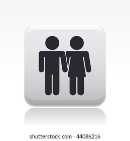 Vector illustration of modern glossy gray icon depicting man and woman