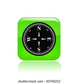 Vector illustration of modern glossy green  icon depicting a compass