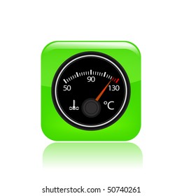 Vector illustration of modern glossy green icon depicting a temperature indicator