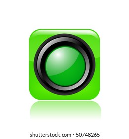 Vector illustration of modern glossy green icon depicting a green traffic light