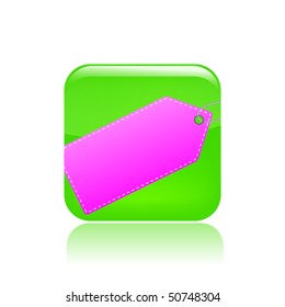 Vector illustration of modern glossy green icon depicting a single label
