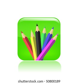 Vector illustration of modern glossy green icon depicting a colored pastel