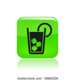 Vector illustration of modern glossy green icon depicting a cocktail icon