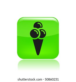 Vector illustration of modern glossy green icon depicting a ice cream icon