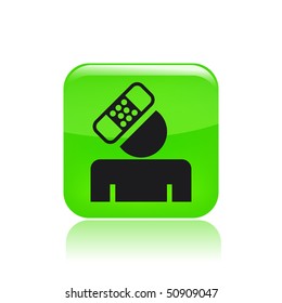 Vector illustration of modern glossy green icon depicting an accident